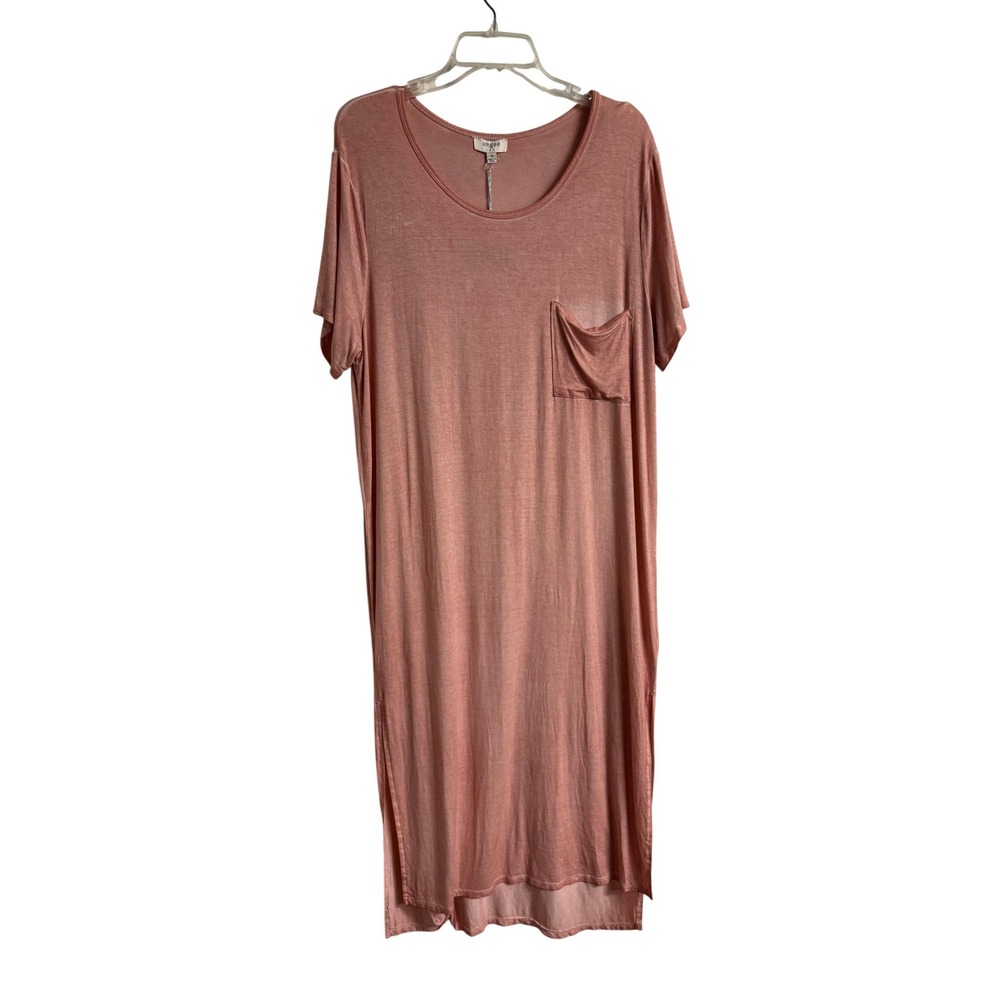 Umgee Womens Mauve Pink Short Sleeve‎ Pocket Midi T-Shirt Dress Size M NWT